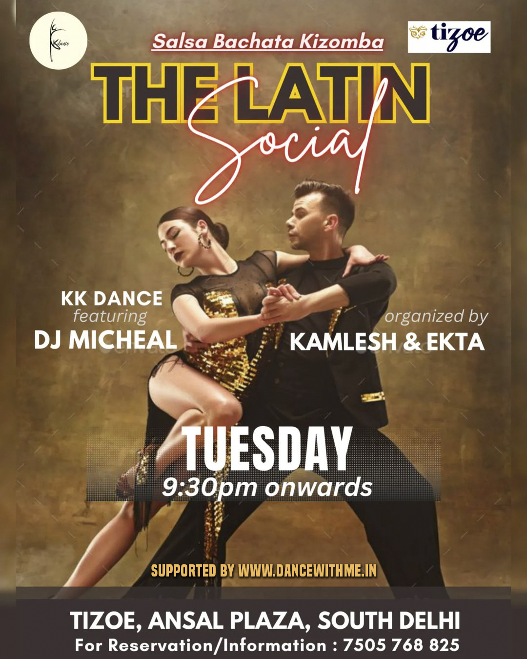 Delhi NCR Tuesdays The Latin Social Salsa Bachata Kizomba by KK Dance Kamlesh Ekta - Dance With Me India - 11 Apr 2023