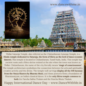 Happy International Dance Day - Hindu Temple Dedicated to Lord Nataraja The Form of Lord Shiva as the Lord of Dance Cosmic Dancer - Dance With Me India