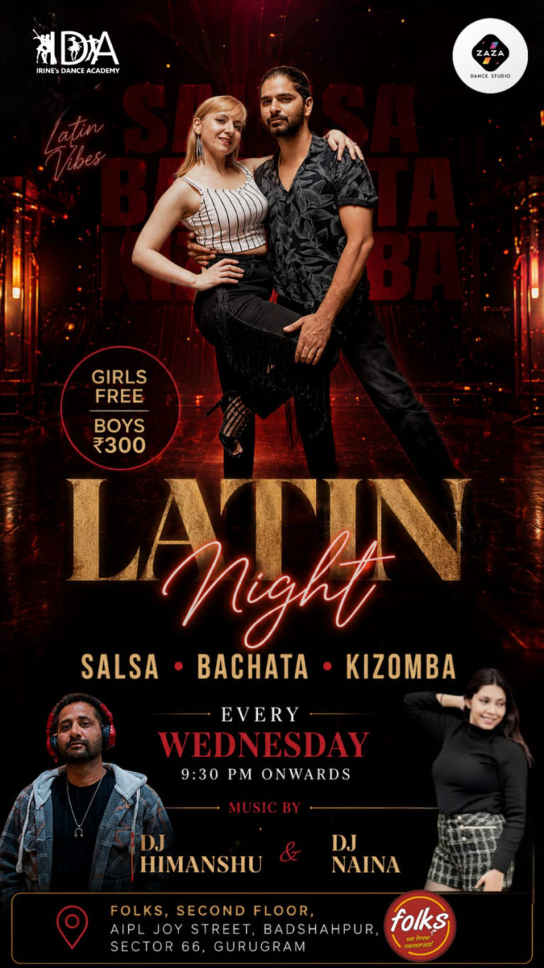 Gurugram Delhi NCR Salsa Bachata Kizomba Afro Latin Social Dance Night at Folks Pub Brewery in Sector 66 Gurugram by IRINES DANCE ACADEMY and ZAZA DANCE STUDIO Dance With Me India 5 August 2026 768x1366